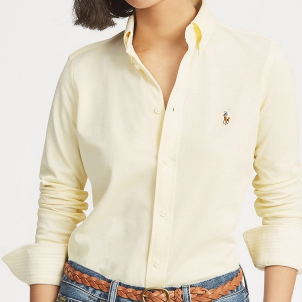 Ralph Lauren Women's Slim Fit striped button down long sleeve Shirt. Size 4.